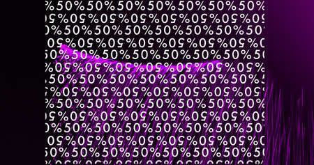 Image of 50 percent texts on black background. trade, prices, promotions and sales digitally...