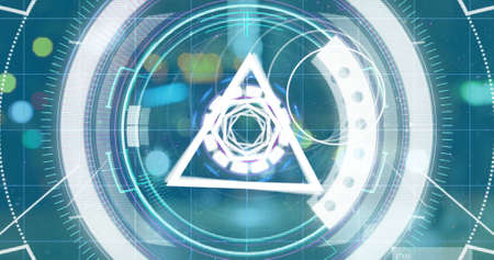 Image of shapes and data processing over road. global business and digital interface concept...
