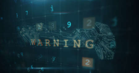 Image of processing over black background. global communication and data security concept digitally generated image.の写真素材