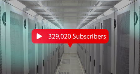 Image of red social media interface speech bubble with Subscribers text and numbers growing over...
