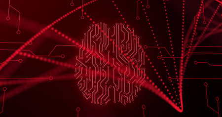 Image of data processing on black background. Global business and digital interface concept digitally generated image.の写真素材