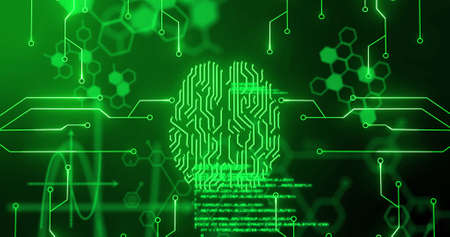 Image of data processing on black background. Global business and digital interface concept digitally generated image.の写真素材