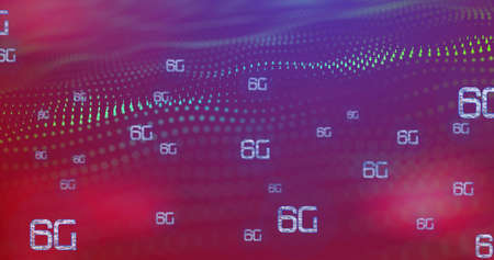 Image of 6g texts over spots. Social media and digital interface concept digitally generated image.