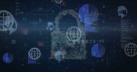 Image of data processing over black background. Global business and digital interface concept...