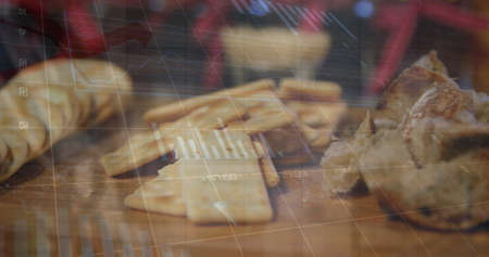 Image of data processing over diverse male basketball players at gym. Global education technology...