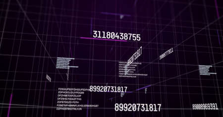Image of numbers changing and data processing on black background. global business, data processing...