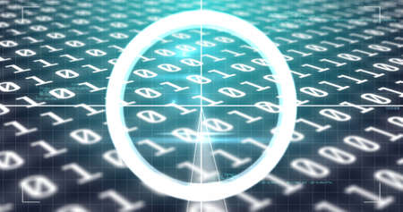 Image of scope scanning over binary coding data processing. global data processing, connections and...