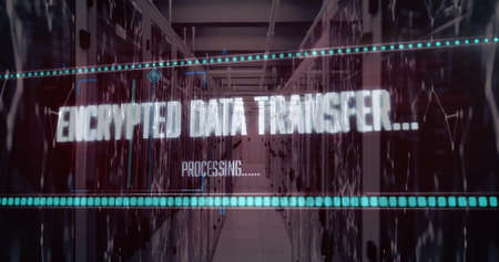 Image of data processing over computer servers. global technology, connections and digital interface...