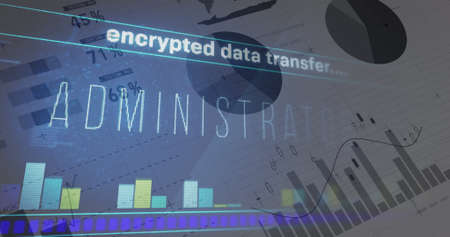 Image of data processing over statistics. global technology, connections and digital interface...
