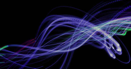 Image of light trails over black background. Abstract background and digital interface concept...