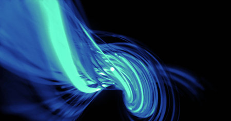 Image of light trails over black background. Abstract background and digital interface concept...