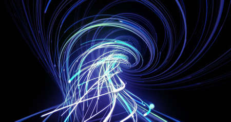 Image of light trails over black background. Abstract background and digital interface concept...