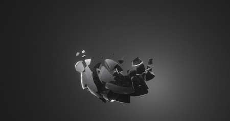 Image of sphere disappearing on grey background. Horror, fright and halloween concept digitally...