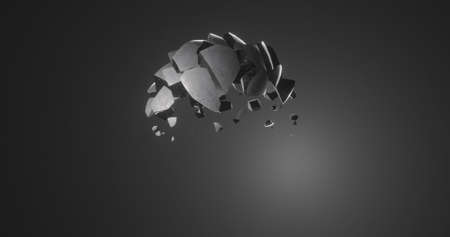Image of sphere disappearing on grey background. Horror, fright and halloween concept digitally...