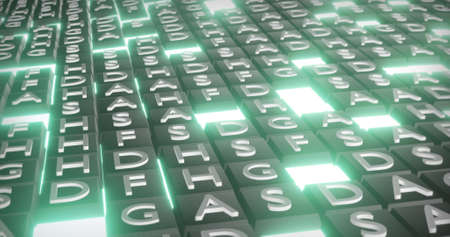 Image of moving tile wall over light background. Abstract background and digital interface concept...