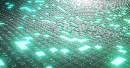Image of moving tile wall over light background. Abstract background and digital interface concept...