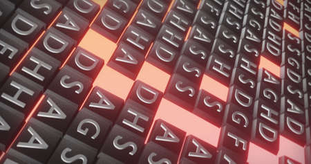 Image of moving tile wall over light background. Abstract background and digital interface concept digitally generated image.の写真素材