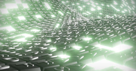 Image of moving tile wall over light background. Abstract background and digital interface concept...