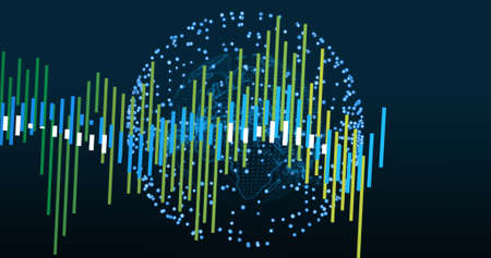 Image of data processing over globe. Global business and digital interface concept digitally...