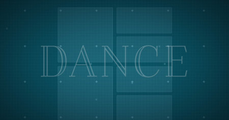 Image of dance text and data processing with clouds on blue background. social media and communication interface concept digitally generated image.の写真素材