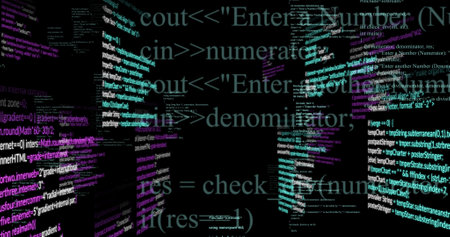 Image of data processing on black background. global technology and digital interface concept...