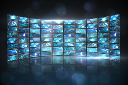 Digitally generated screen collage showing computing images