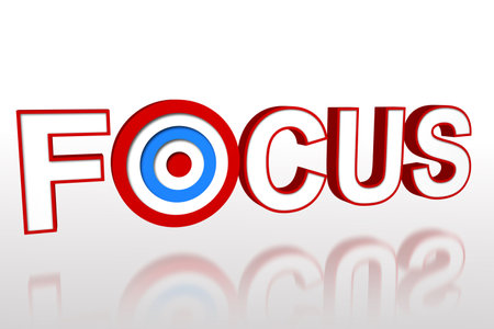 Digitally generated The word focus with targetの写真素材