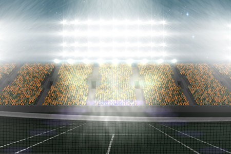 Tennis field on a stadiumの写真素材