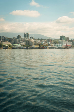 Skyline at the river coast in cityの写真素材