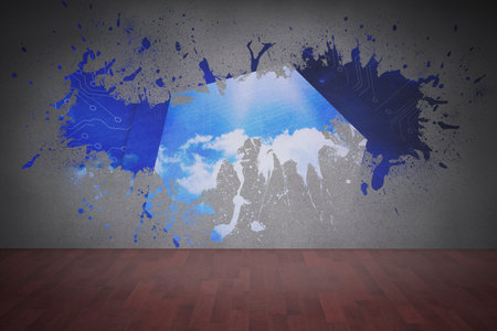 Splash on wall revealing cloud computing graphicの写真素材
