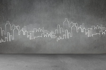 Hand drawn city planの写真素材