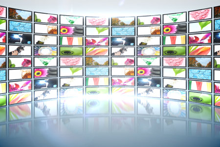 Digital composite of screen collage showing lifestyle imagesの写真素材