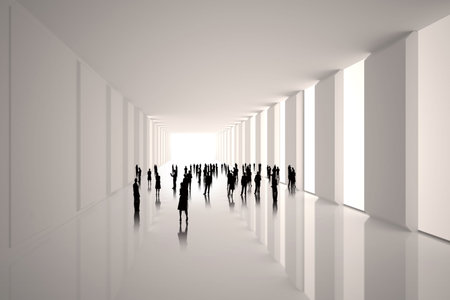 Tiny figures in bright roomの写真素材