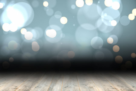 Shimmering light design over boards with copy space