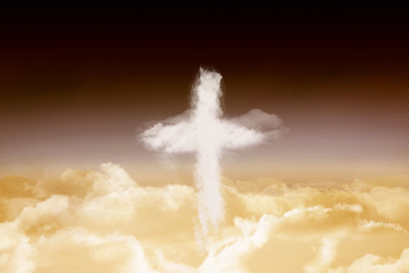 Cross shape in the skyの写真素材
