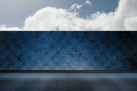 Balcony and bright skyの写真素材