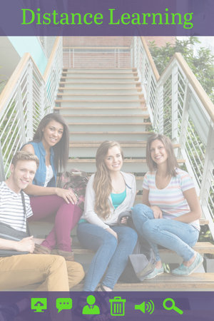 Composite image of students attending online coursesの写真素材