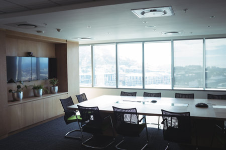 Interior of empty boardroom in office