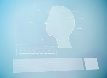 Medical interface with human headの写真素材