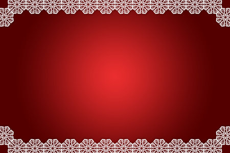 Christmas themed snow flake frame on redの写真素材