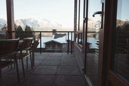 View of the mountain from the balconyの写真素材