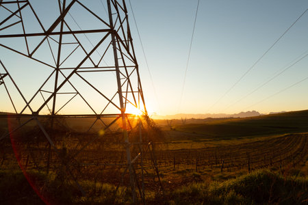 The evening electricity pylon silhouette