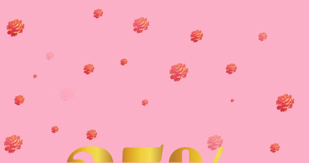 Image of 25 percentage text over flowers on pink background. sales, retail and savings concept...