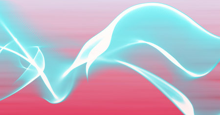 Composition of blue mesh of network of connections on pink background. global technology and...