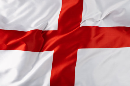 Image of close up of wrinkled national flag of england. National flags, patriotism and celebration...