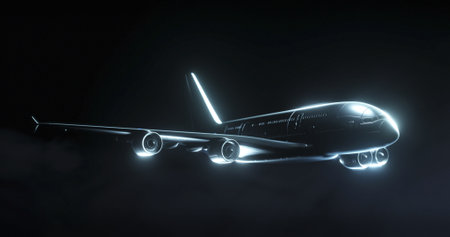 Image of digital plane over sky with clouds. Global transport, travel and digital interface concept digitally generated image.の写真素材