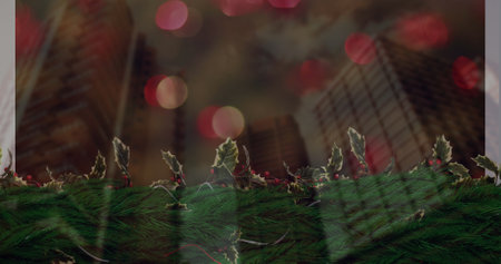 Image of data processing over leaves. Global business and digital interface concept digitally generated image.の写真素材