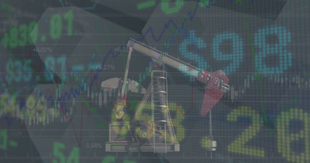 Image of diverse data and graphs over green screen with financial data. Global finances business digital interface and technology concept digitally generated image.の写真素材