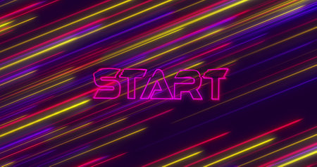 Image of start text over light trails. Social media and digital interface concept digitally...
