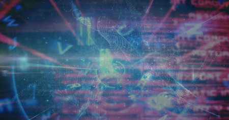 Image of padlock icon over data processing on black background. Global technology, online security and digital interface concept digitally generated image.の写真素材